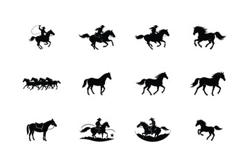 horse silhouettes set