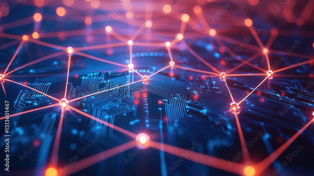 Poster a mesmerizing futuristic circuit board design, featuring intricate glowing lines that represent the 