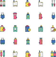 Vaping, Smoking Addiction, Cigarettes,  E-cigarettes And Quitting Smoking Thin Line Icons - Editable Stroke
