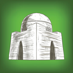 Mazar e Quaid architecture art in green color with a green abstract background
