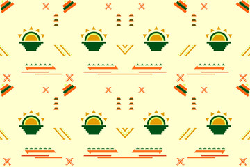 Ikat ethnic embroidery geometric abstract Aztec element seamless pattern. Native decorative oriental traditional design for fabric, clothing, wallpaper, background, texture, interior, decoration