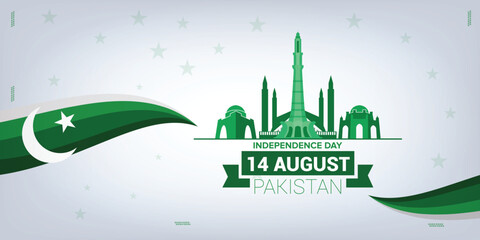 Pakistan independance day in landscape, social media poster with an abstract background
