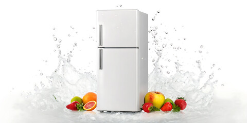 Freshness Preserved White Refrigerator with Fruit Splash