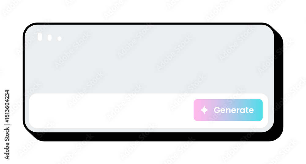 Poster simple user interface frame with generate action. minimalist ui frame with generate button for web o