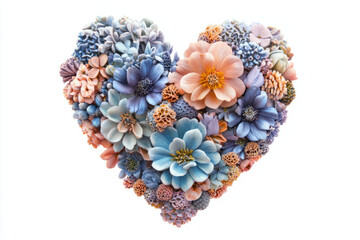 Heart-Shaped Floral Arrangement Composed of Colorful Artificial Flowers in Soft Pastel Shades for Decoration and Romantic Gift Ideas