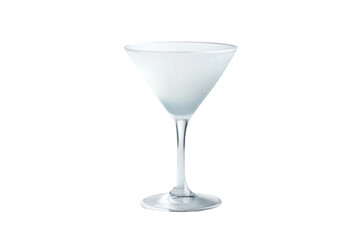 Clear classic martini glass filled with a transparent liquid isolated on a white background perfect for bar drinks cocktails and beverage illustrations