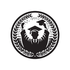 graduates celebrating vector silhouette clip art logo design illustration