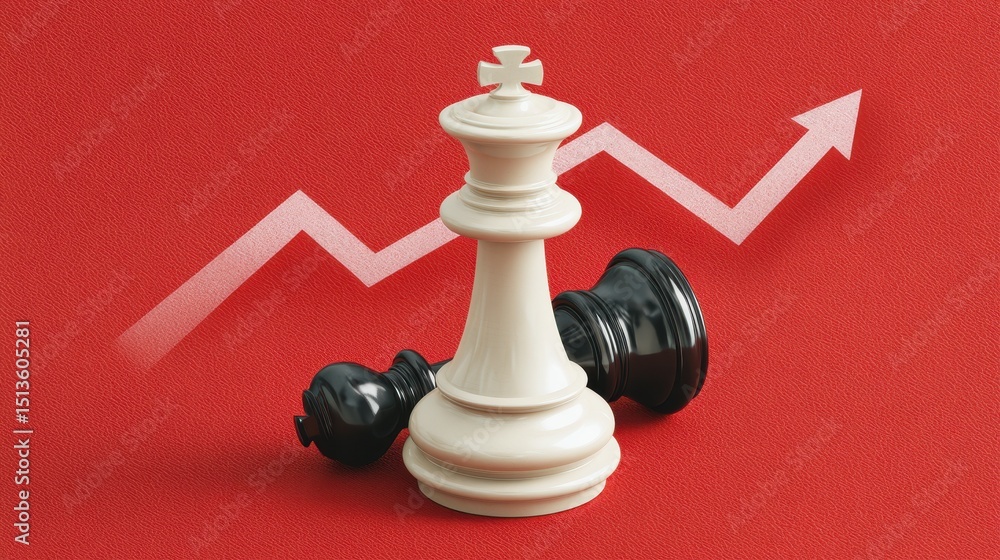 Poster a chess piece with a rising graph in the background suggests strategy and growth, symbolizing progre