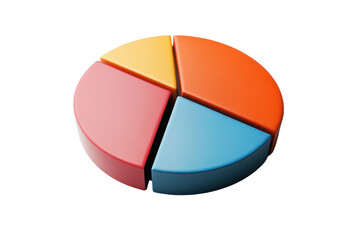 Colorful Circular Pie Chart with Four Segments in pink yellow orange and blue for Business Data Visualization and Financial Analysis Illustration
