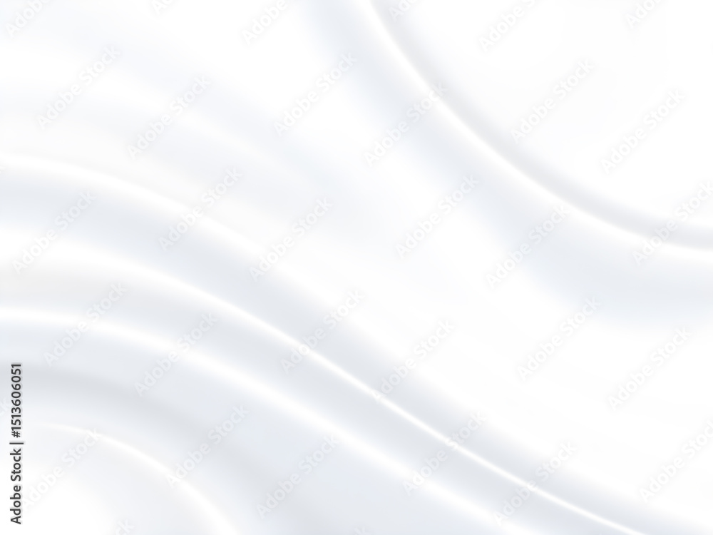 Poster elegant white silk fabric with soft waves isolated on white background creating a smooth and luxurio
