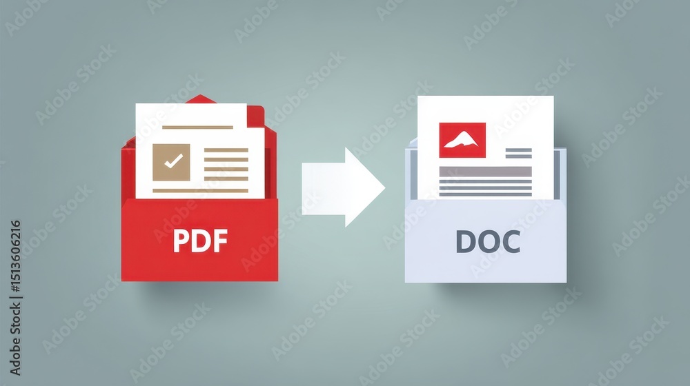 Poster image depicts the conversion of pdf files to doc format, showcasing two folders with relevant labels