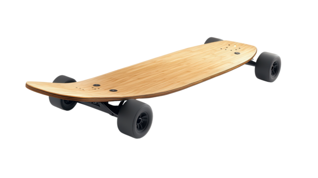 Bamboo composite longboard, Transparent background, PNG file - Powered by Adobe