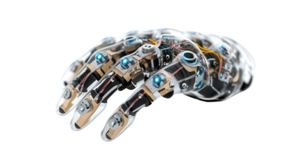 Bio-electronic implant with neural connectors, Transparent background, PNG file