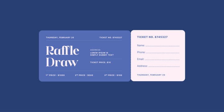 Raffle ticket template, raffle draw ticket template, print ready, raffle ticket, raffle paper voucher, charity, fundraising event ticket template - Powered by Adobe