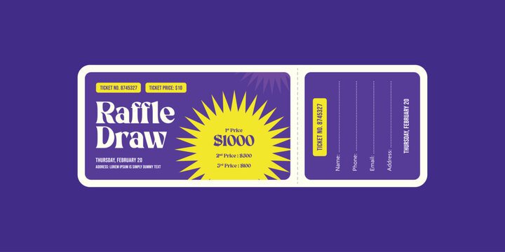 Raffle ticket template, raffle draw ticket template, print ready, raffle ticket, raffle paper voucher, charity, fundraising event ticket template