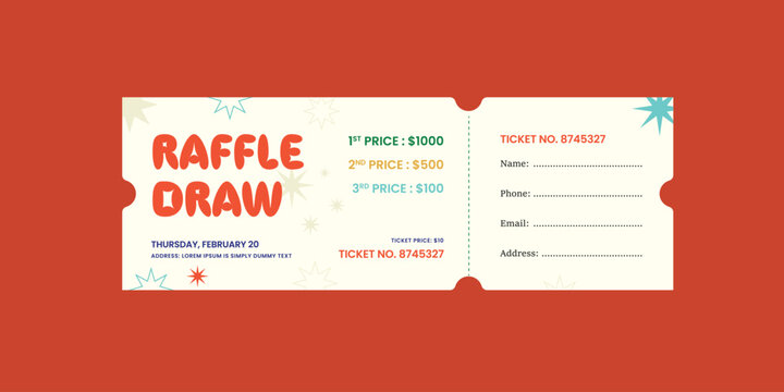 Raffle ticket template, raffle draw ticket template, print ready, raffle ticket, raffle paper voucher, charity, fundraising event ticket template