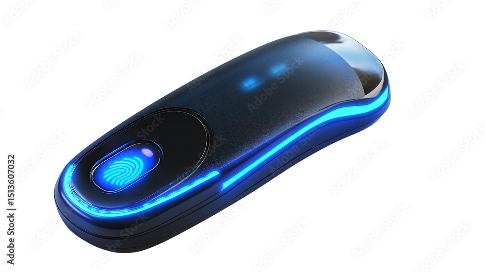 Poster biometric fingerprint sensor with embedded led transparent background, png file