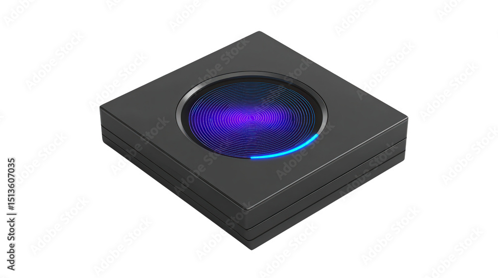 Poster biometric fingerprint sensor with embedded led transparent background, png file
