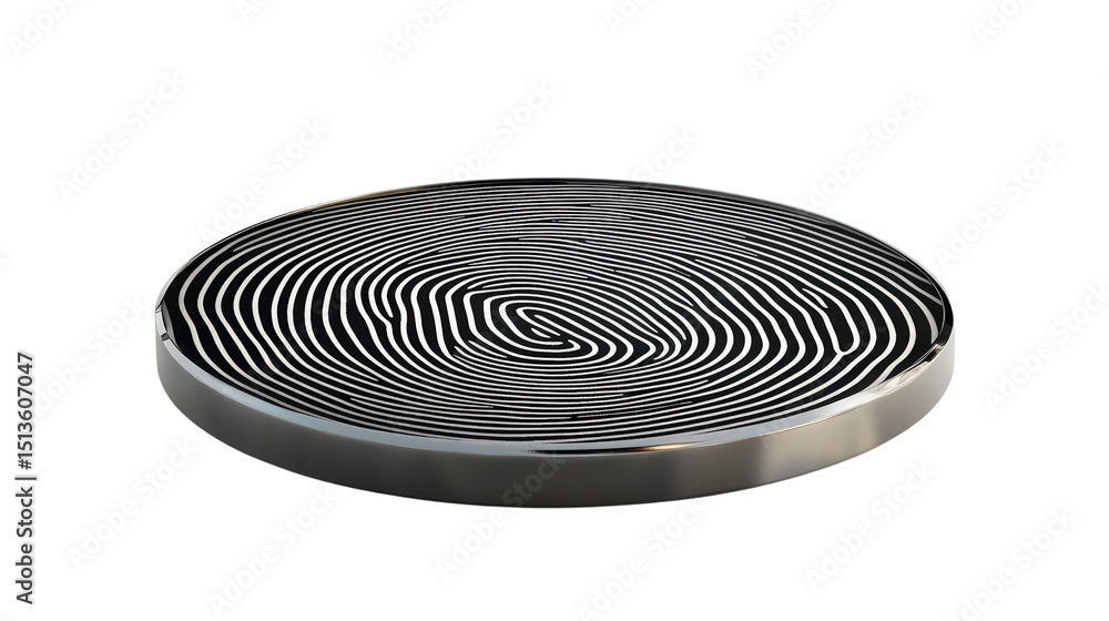 Poster biometric fingerprint sensor with embedded led transparent background, png file