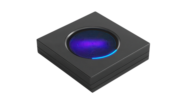 Biometric fingerprint sensor with embedded LED Transparent background, PNG file