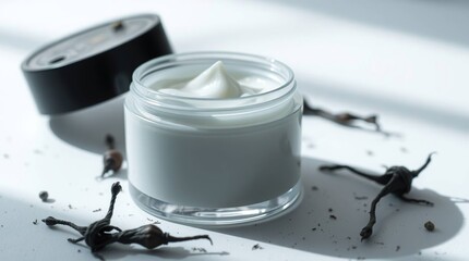 Eerie White Face Cream Jar Mockup Dark Tones and Unsettling Details