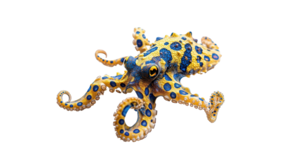 Blue ringed octopus, Transparent background, PNG file