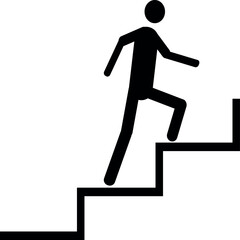 Simple vector icon of a person climbing stairs 