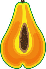 Illustration of a Cut Papaya Fruit