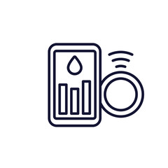 continuous glucose monitoring line icon with smart phone