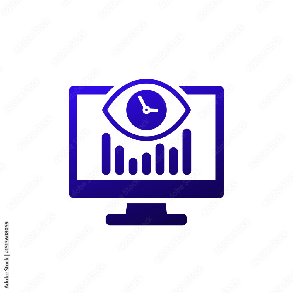Poster screen time icon with eye and computer