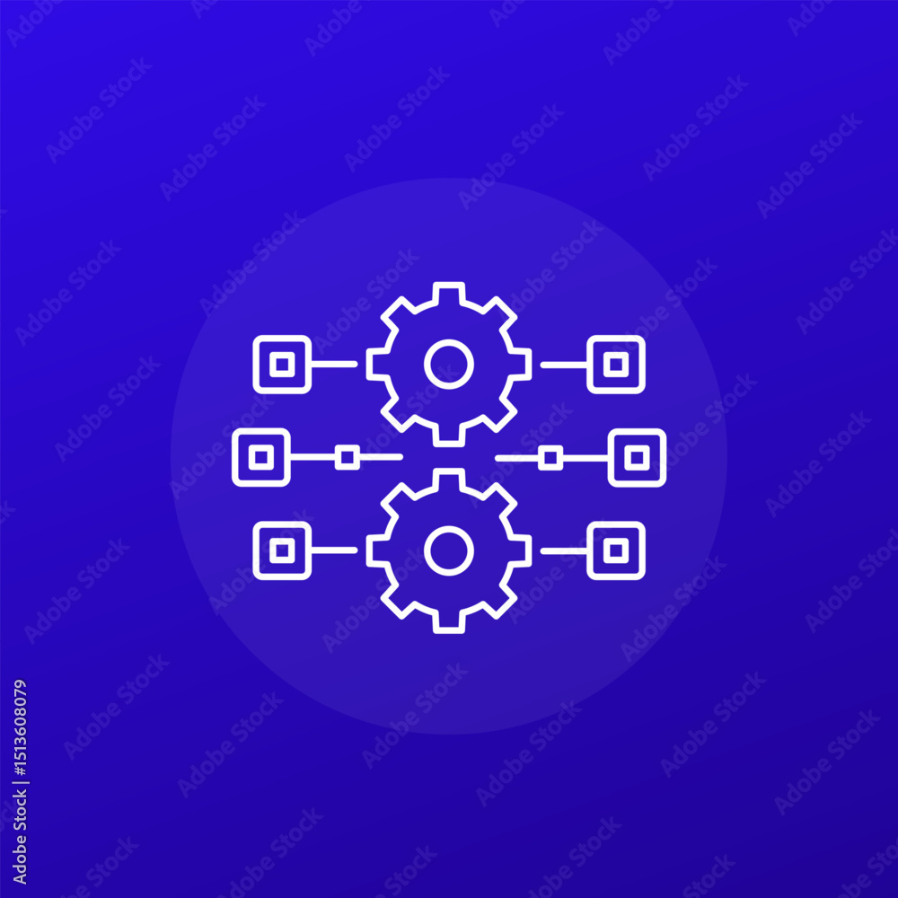 Poster streamline process icon, parallel production line vector design