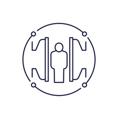 social pressure line icon with press machine