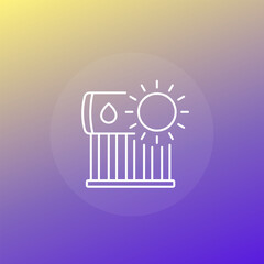 solar water heater icon, line vector