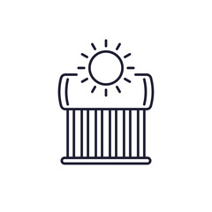 solar water heater icon, line design on white