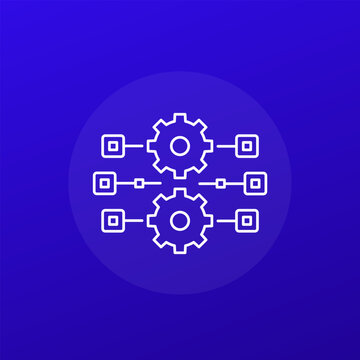streamline process icon, parallel production line vector design