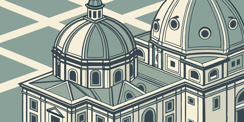 Intricate architecture showcases dome structures in a modern cityscape design