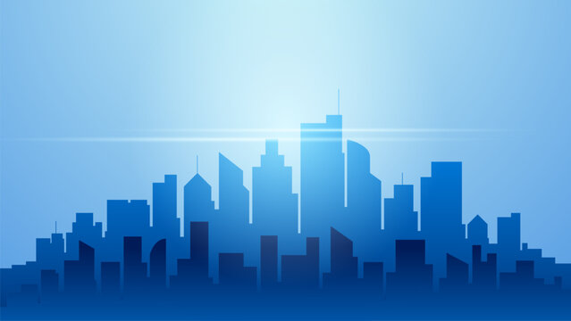 Silhouette buldings skyline background illustration, 