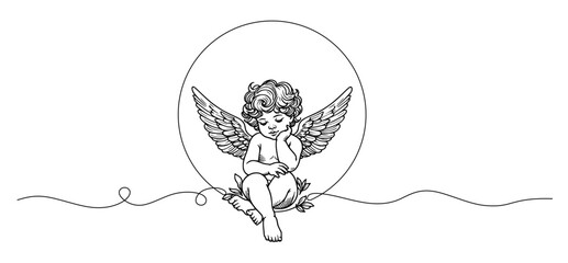 angel with wings, Angel of love, Cherub with wings isolated on white, ready for card or invitation, save the date party. valentine's day