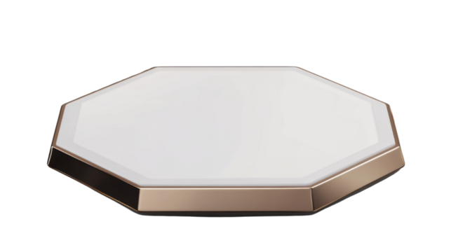 octagonal platform with metallic trim on white background