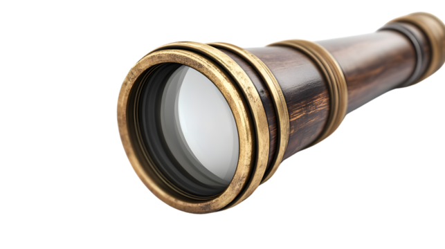 Nautical Captain's Spyglass Isolated on Tranasparent Background for Exploration and Adventure