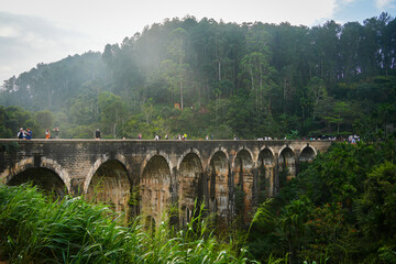 The Nine Arches Bridge Demodara is one of the iconic bridges in Ella town, Sri Lanka, Asia	