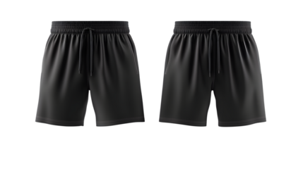 Black Sport Shorts Mockup 3D Render Front and Back View