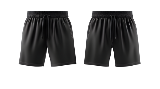Black Sport Shorts Mockup 3D Render Front and Back View