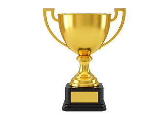 Shiny golden trophy cup Isolated on transparent background perfect for achievements and awards