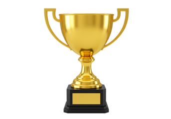 Shiny golden trophy cup Isolated on transparent background perfect for achievements and awards