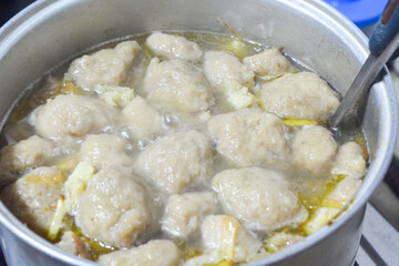 Indonesian food, bakso or meatball on white background
