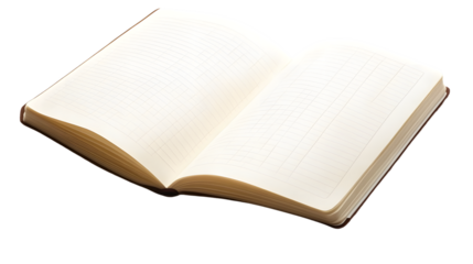 Professional Closeup Blank Notebook Isolated on Transparent White Background