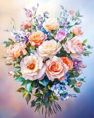 Beautiful floral bouquet with pastel colors.