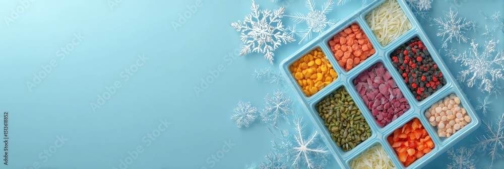 Poster showcasing a frozen food month poster mockup featuring a clean product grid with vibrant colors and 
