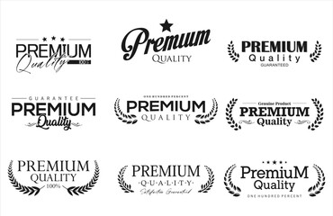 Satisfaction Guarantee Label and Vintage Premium Quality collection with laurel wreath 